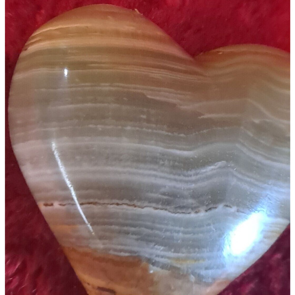 Amber Sardonyx Heart Shape Bowl Banded Gemstone Onyx Mineral 2 5/8 Inches - Picture 3 of 11